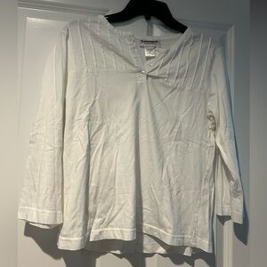 Serengeti White Cotton Women’s 3/4 Sleeve Shirt Sz S